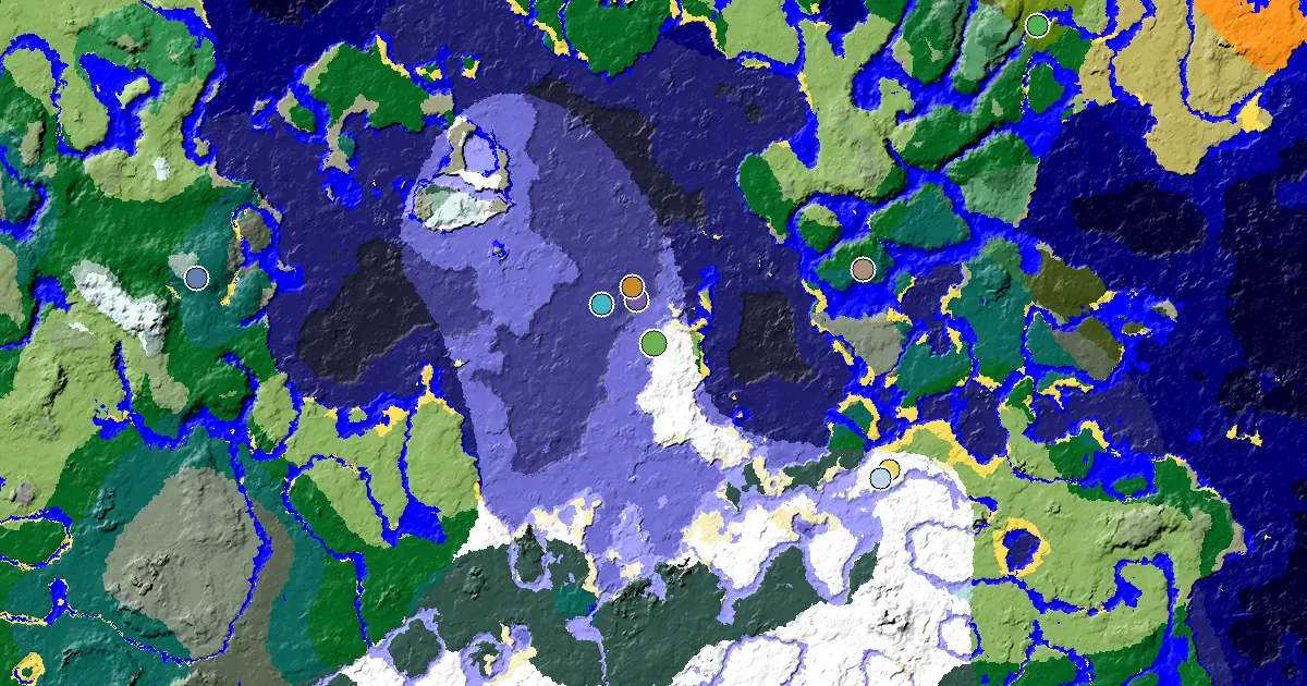 Snowy Beach Seed With Great Structures Nearby — biome and structure map
