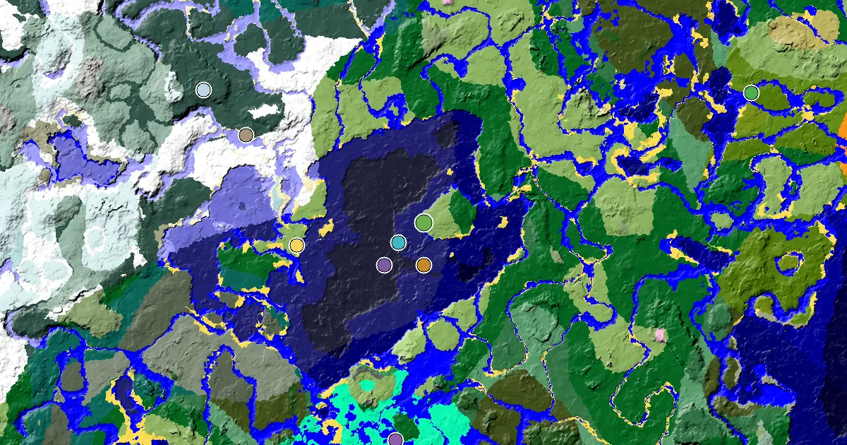 Great Structures Nearby Near a Plains Spawn — biome and structure map