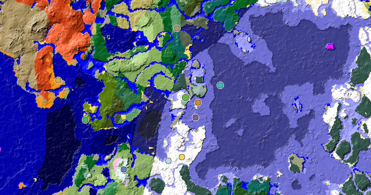 Minecraft Snowy Plains Seed: Great Structures Nearby — biome and structure map