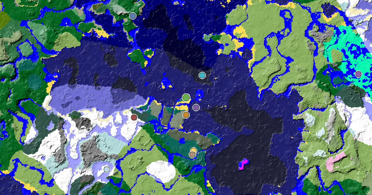 Great Structures Nearby Near a Taiga Spawn — biome and structure map