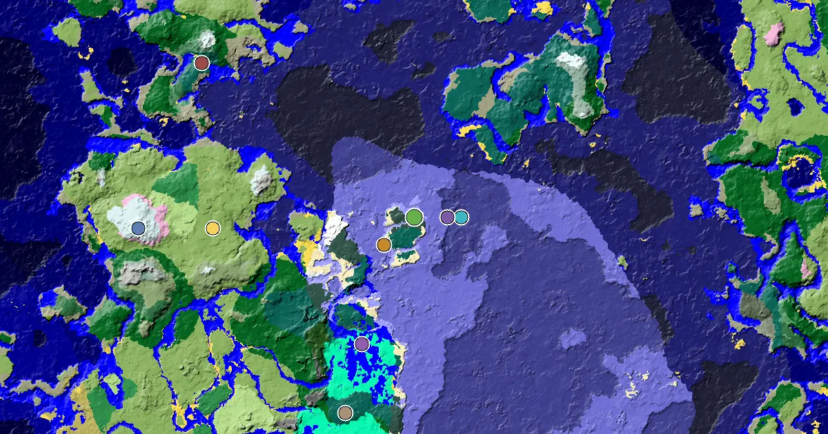 Snowy Taiga Seed With Great Structures Nearby — biome and structure map